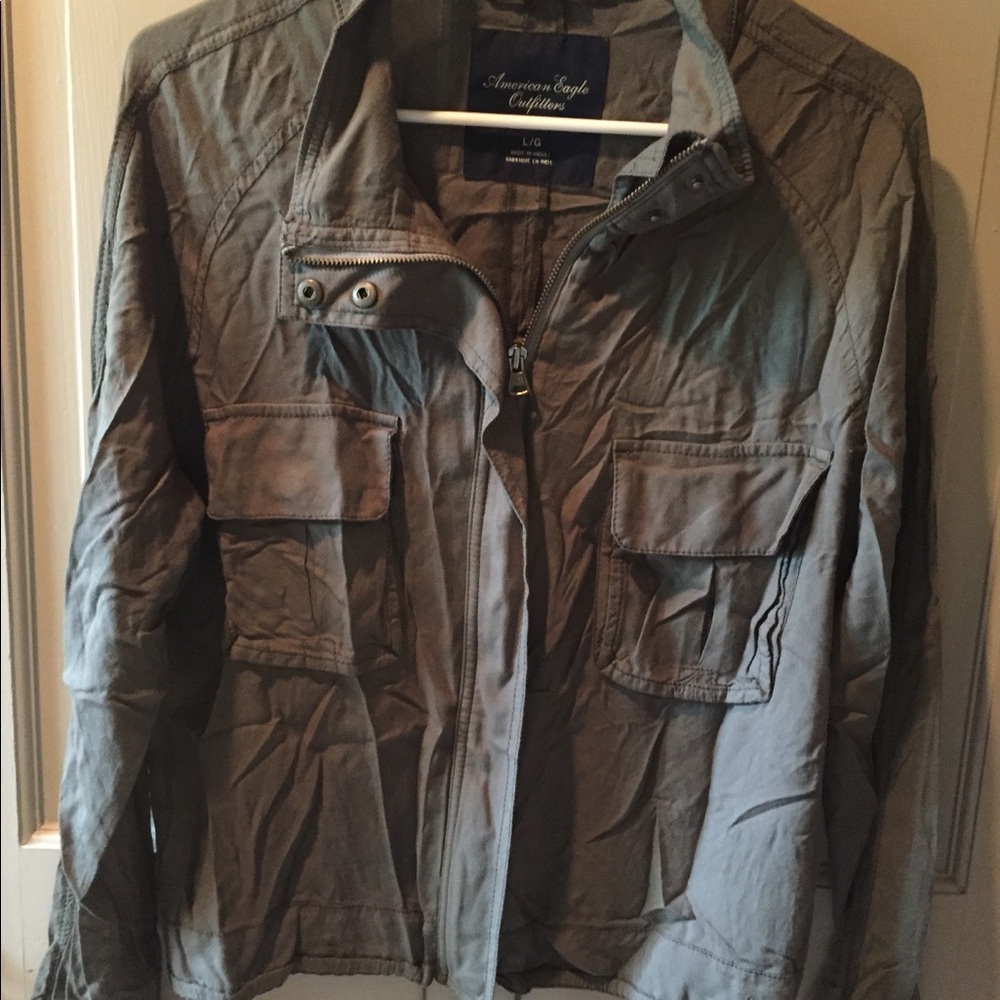 Army green zip up jacket